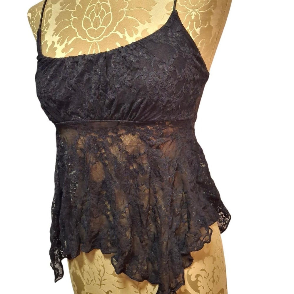 Hot Topic Just Polly Black lace cami top goth festival whimsygoth fairy Y2K - Picture 1 of 7
